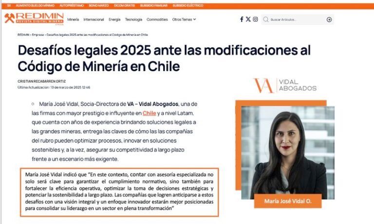 Revista Digital Minera REDIMIN publicó interesante entrevista realizada a nuestra socia María José Vidal Olmedo