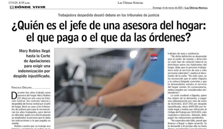 Nuestra experta del área VA Laboral, Génesis Faúndez, fue consultada por el Diario Las Últimas Noticias para analizar un reciente fallo de la Corte de Apelaciones